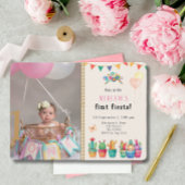 Eerste Fiesta Cactus Succulent Girl Birthday Foto Kaart