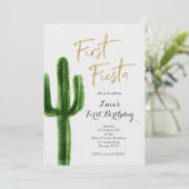 Eerste Fiesta Cactus verjaardag uitnodiging (Staand voorkant)