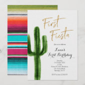 Eerste Fiesta Cactus verjaardag uitnodiging (Voorkant / Achterkant)