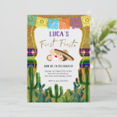 Eerste Fiesta Charro Boy verjaardagsuitnodiging Kaart (Staand voorkant)