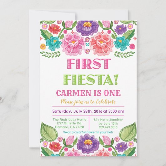 Eerste Fiesta Floral Verjaardag uitnodiging (Voorkant)