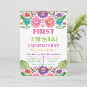 Eerste Fiesta Floral Verjaardag uitnodiging (Staand voorkant)