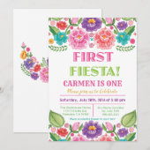 Eerste Fiesta Floral Verjaardag uitnodiging (Voorkant / Achterkant)