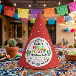 Eerste Fiesta Kleurrijk Mexicaans 1e verjaardagsfe Feesthoedjes