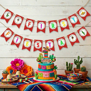 Eerste Fiesta Kleurrijk Mexicaans 1e Verjaardagsfe Vlaggetjes