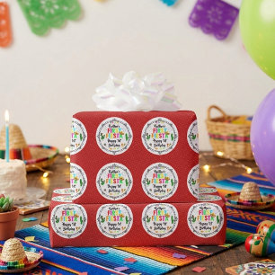 Eerste Fiesta Kleurrijke Mexicaanse 1e Verjaardag Cadeaupapier