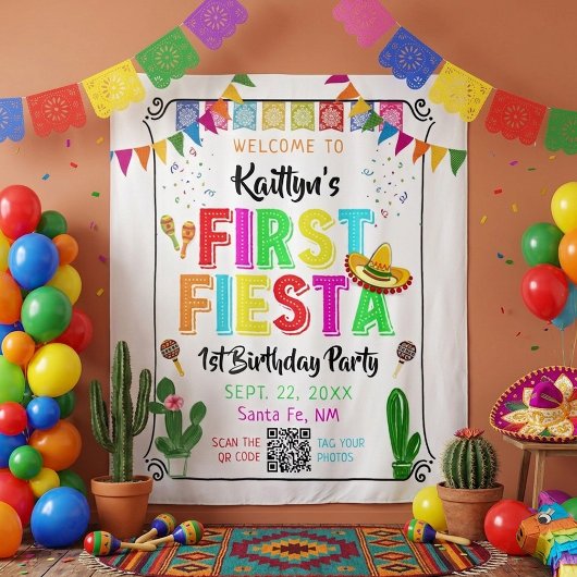 Eerste Fiesta Mexicaans 1e verjaardagsfeest achter Wandkleed