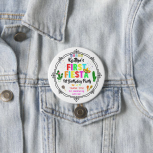 Eerste Fiesta Mexicaans 1e verjaardagsfeestje favo Ronde Button 7,6 Cm