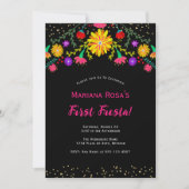 Eerste Fiesta Mexicaanse Bloemen Verjaardagsfeest Kaart (Voorkant)