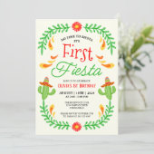 Eerste Fiesta - Schattigee Cactus Girl 1e Verjaard Kaart (Staand voorkant)