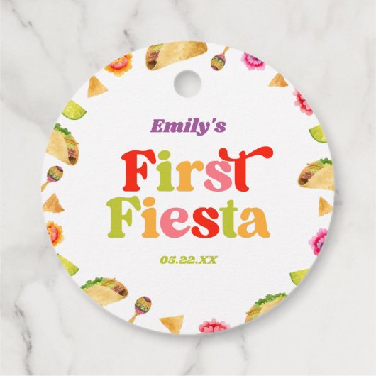 Eerste Fiesta Taco 1e verjaardagsfeestje Bedankjes Labels (Achterkant)