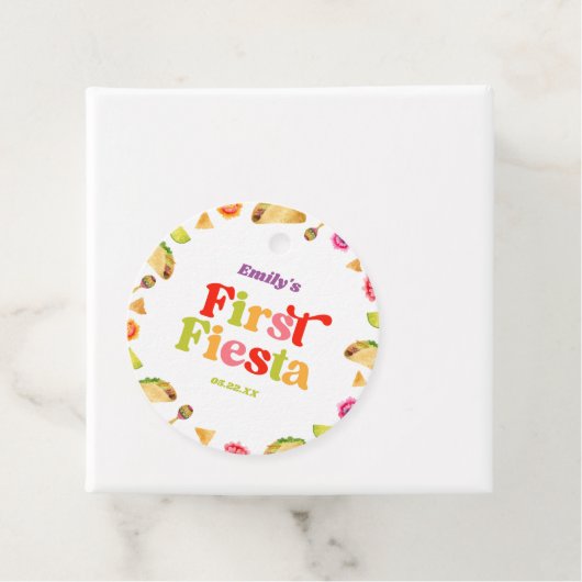 Eerste Fiesta Taco 1e verjaardagsfeestje Bedankjes Labels (In situ)