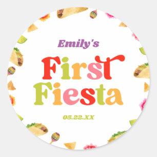Eerste Fiesta Taco 1e verjaardagsfeestje Ronde Sticker