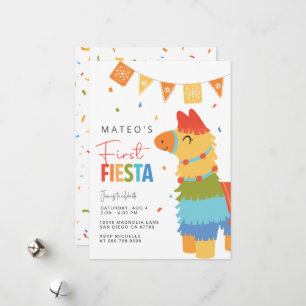 Eerste Fiesta verjaardagsuitnodiging · Piñata Feestdagenkaart