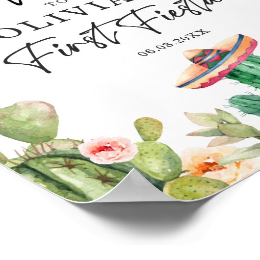 Eerste Fiesta Welkomstteken 1e verjaardag Mexicaan Poster (Hoek)