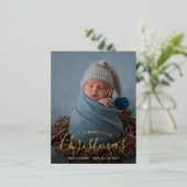 eerste folie kerstmis - geboorteaankondiging folie feestdagen briefkaart (Staand Voorkant)