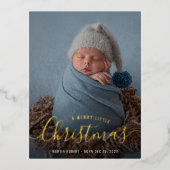 eerste folie kerstmis - geboorteaankondiging folie feestdagen briefkaart (Voorkant)