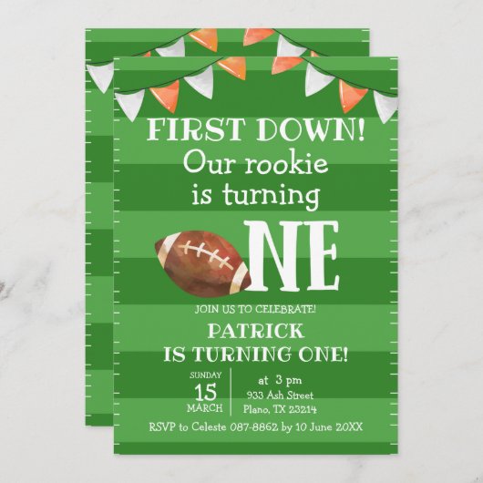 Eerste Football uitnodiging eerste verjaardag (Voorkant / Achterkant)