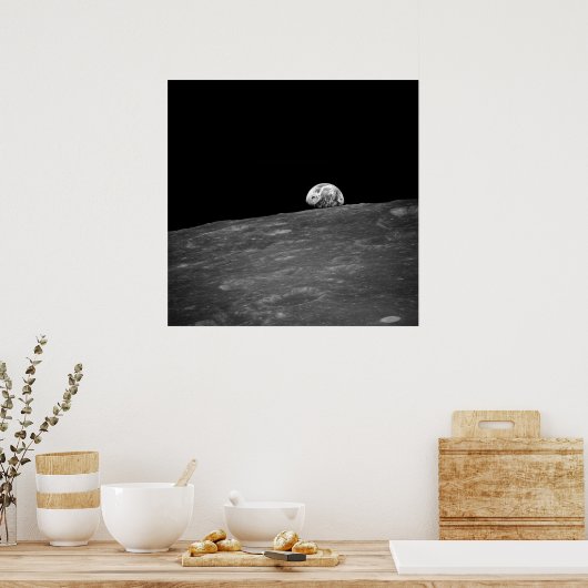 Eerste foto van de aarde van Apollo 8 Poster (Keuken)