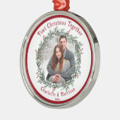 Eerste foto van het kerstpaar metalen ornament (Links)