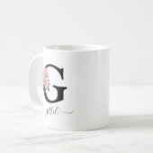 Eerste G Monogram Florale Roze Rozen Mok (Voorkant links)