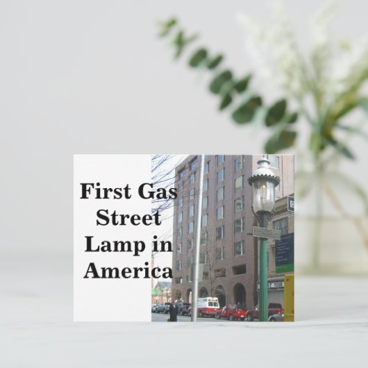Eerste gasstraatlantaarn in Amerika Briefkaart (Staand voorkant)