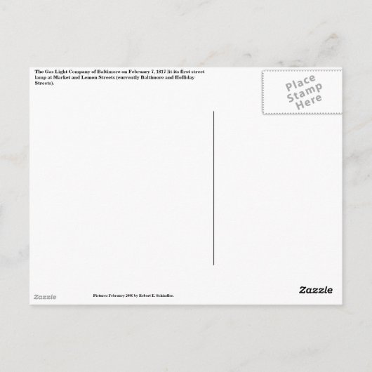 Eerste gasstraatlantaarn in Amerika Briefkaart (Achterkant)