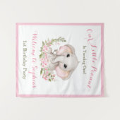 Eerste geboorte Girl Elephant Welcome Sign Tapestr Wandkleed (Voorkant (horizontaal))