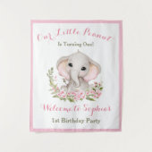 Eerste geboorte Girl Elephant Welcome Sign Tapestr Wandkleed (Voorkant)