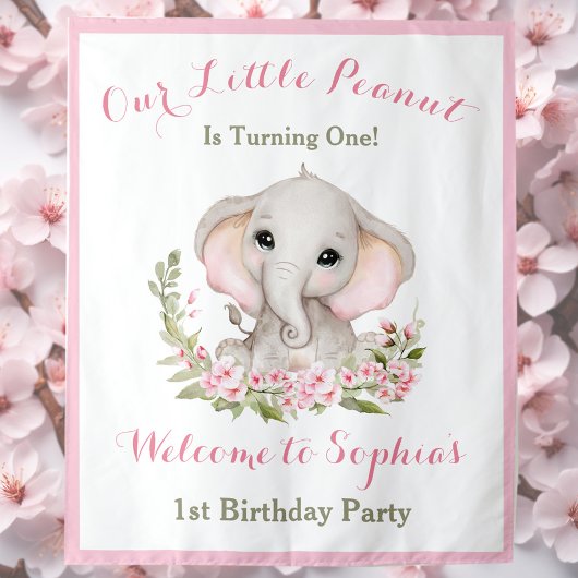 Eerste geboorte Girl Elephant Welcome Sign Tapestr Wandkleed