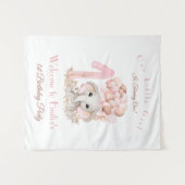 Eerste geboorte Girl Elephant Welcome Sign Tapestr Wandkleed (Voorkant (horizontaal))