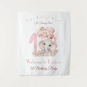 Eerste geboorte Girl Elephant Welcome Sign Tapestr Wandkleed (Voorkant)