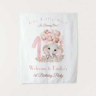 Eerste geboorte Girl Elephant Welcome Sign Tapestr Wandkleed