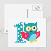 Eerste geboorte Happy Owl Briefkaart (Voorkant / Achterkant)