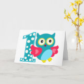 Eerste geboorte Happy Owl Kaart (Gele Bloem)