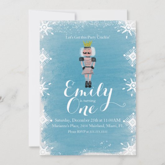 Eerste geboorte Nutkraker Snowflakes Waterverf Kaart (Voorkant)