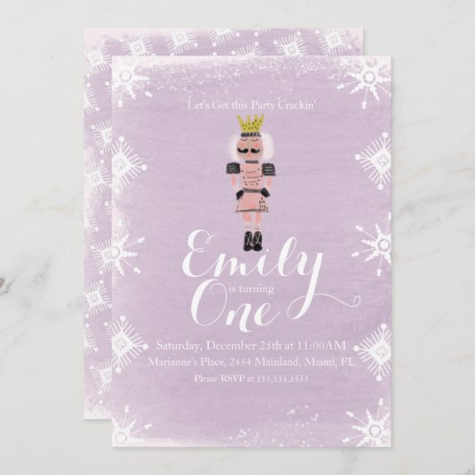 Eerste geboorte Nutkraker Snowflakes Waterverf Kaart (Voorkant / Achterkant)