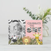 Eerste geboorte Oerwoud Dierroze Foto uitnodiging (Staand voorkant)