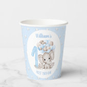 Eerste geboortecups met Cute Elephant Blue Papieren Bekers (Achterkant)