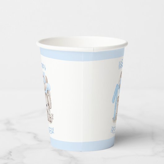 Eerste geboortecups met Cute Elephant Blue Papieren Bekers (Rechts)