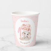 Eerste geboortecups met Cute Elephant Pink Papieren Bekers (Voorkant)