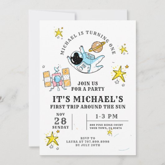 Eerste geboortedag Astronaut Buitenspatie Kaart (Voorkant)