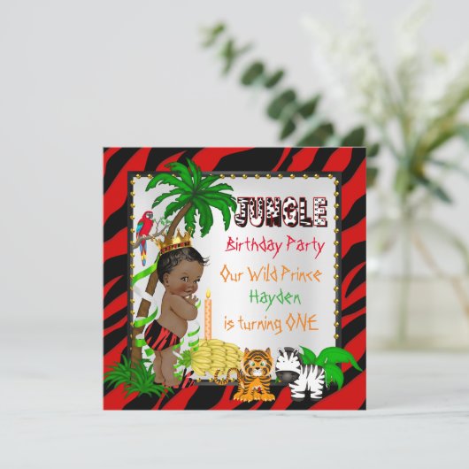 Eerste geboortedag Oerwoud Safari Wilde Prins Etni Kaart (Staand voorkant)
