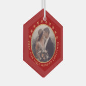 Eerste Gehuwd Kerstfeest Elegant Red Glas Ornament (Voorkant Rechts)