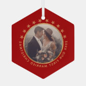 Eerste Gehuwd Kerstfeest Elegant Red Glas Ornament (Achterkant)