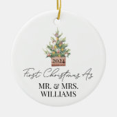 Eerste gehuwde kerstboom Waterverf Keramisch Ornament (Voorkant)