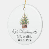 Eerste gehuwde kerstboom Waterverf Keramisch Ornament (Links)