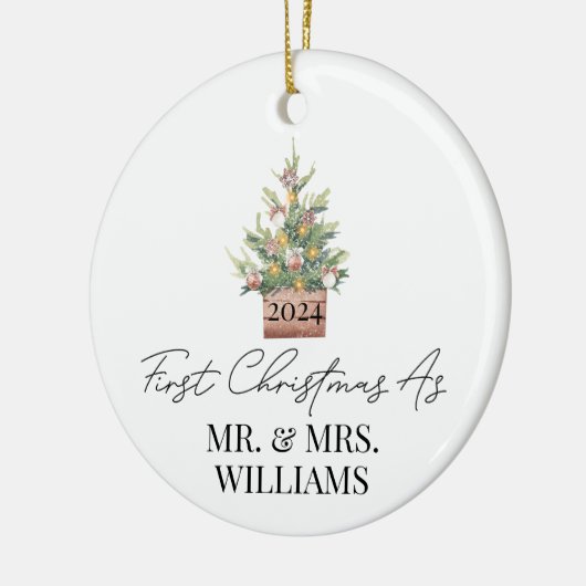 Eerste gehuwde kerstboom Waterverf Keramisch Ornament (Links)