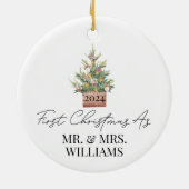 Eerste gehuwde kerstboom Waterverf Keramisch Ornament (Achterkant)