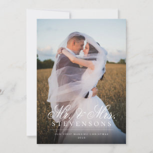 Eerste gehuwde Kerstman Mr. en Mrs Full Foto Feestdagenkaart